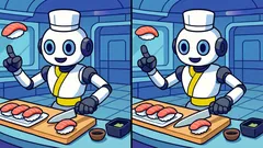 Hjärngympa: Hitta 3 skillnader i bilden av robotsushikocken på 23 sekunder